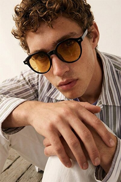 Eyesofia Pentini Unisex Black Orange Sunglasses