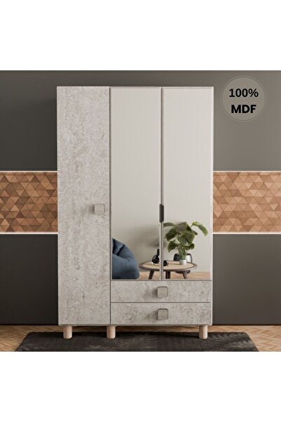 comiet Konçerto ayaklı tasarım aynalı 3 kapak MDF Gardırop