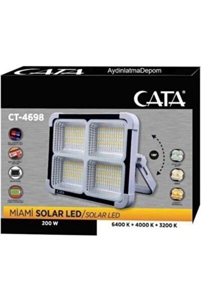 Cata CT-4698 200W Solar Led Projektör Taşınabilir