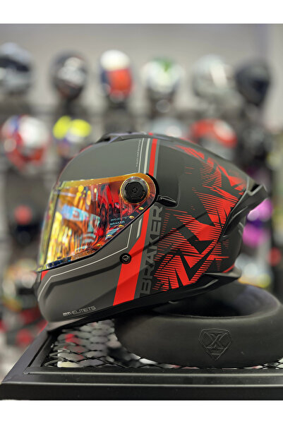 MT Braker Charm Mat Kırmızı Şeffaf (+1 Gold Vizör)