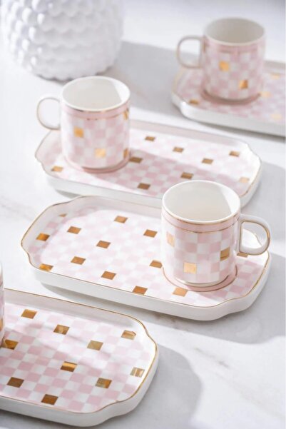 ACAR Skye 6 Kişilik Pembe Kahve Fincanı Takımı - 90 ml