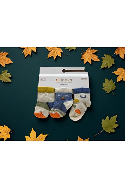 Ekinoks Colorful Striped Triple Baby Socks Orange