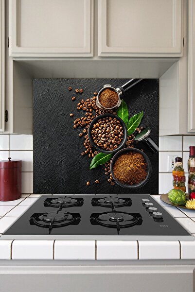 Tilki Dünyası Αυτοκόλλητο με καφέ πακέτα στην πλάτη της εστίας κουζίνας