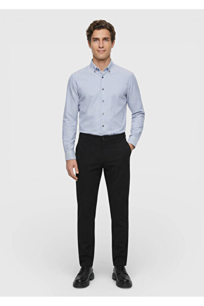 Ramsey Black Plain Woven Jogging Fit Casual Trousers