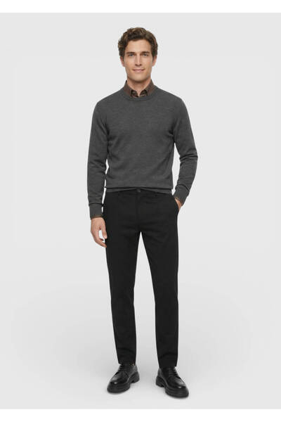 Ramsey Black Plain Woven Jogging Fit Casual Trousers