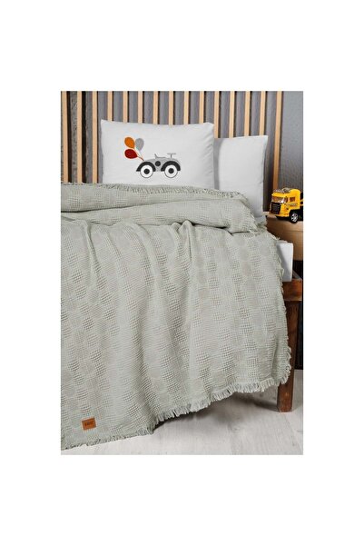 Kanz طقم بيجامة يونيسكس من قماش الوافل والموسلين باللون الأخضر