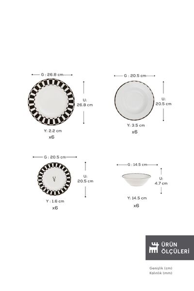 Karaca Elegance Bone Aries 24 Parça 6 Kişilik Yemek Takımı