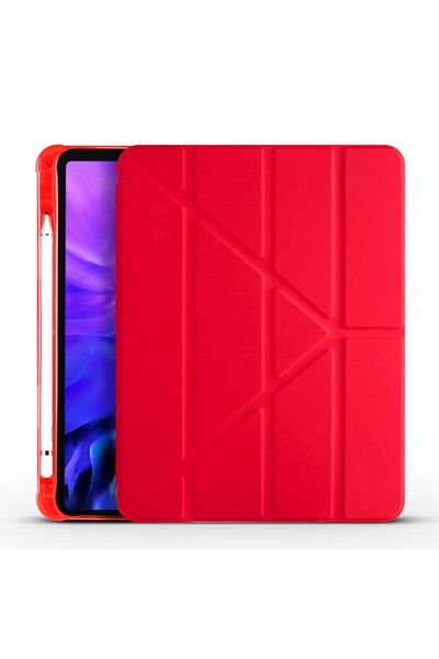 Fuchsia Ipad Air 10.9 2022 (5.nesil) Uyumlu Kılıf Kalemlikli Katlanabilen Sta...