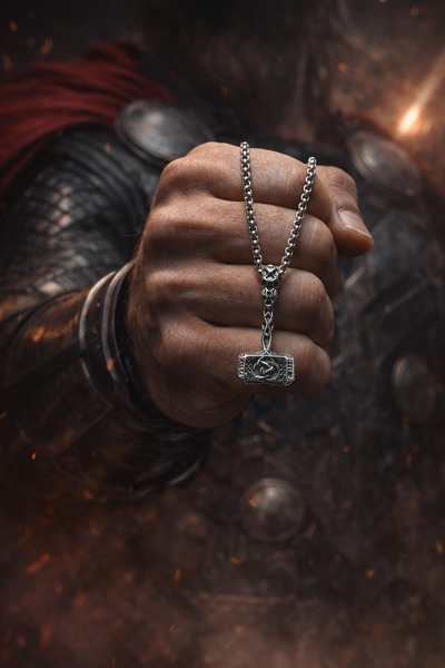 vogutima Erkek Çelik Kolye - Viking Thor Warhammer Çekiç Mjolnir Tasarımlı • ...