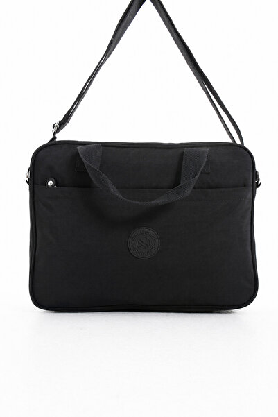Sanmorris Black Unisex Clinker - Water Resistant Strap Briefcase and Laptop Bag