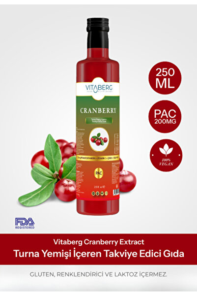 Vitaberg Cranberry Extract Sıvı Takviye | Vitamin C, Çinko, Selenyum İçeren F...