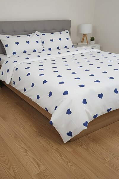 Gasel Home طقم غطاء لحاف شتوي مزدوج من القطن بنمط قلب - مرن