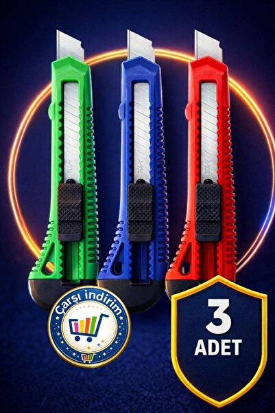 nistabolje 3 Adet Maket Bıçağı Büyük Boy Falçata Bıçak Ofis-Kırtasiye