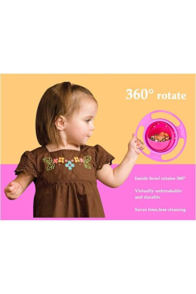 SSMEDIA Bol giroscopic rotativ 360°, anti-vârsare mancare, pentru copii și be...
