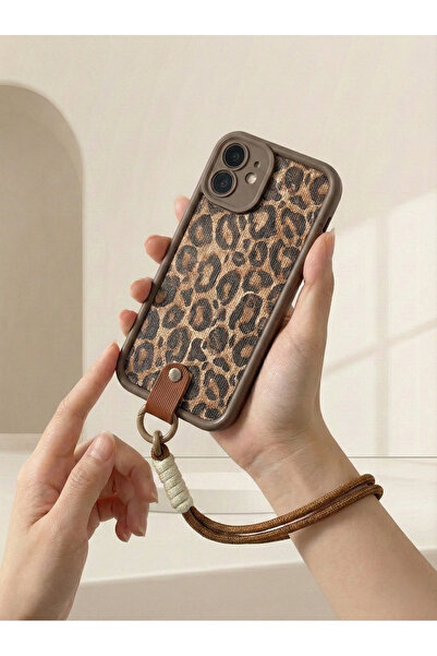 OSG iPhone 16 Plus Uyumlu Leopar Desenli Bileklikli Premium Kamera Korumalı L...