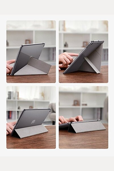 Fuchsia Ipad Air 10.9 2022 (5.nesil) Uyumlu Kılıf Kalemlikli Katlanabilen Standlı Akıllı Tablet Kılıfı