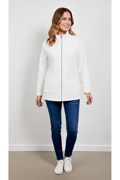 Wogi Wo&Gi Peanut P2416 White Zippered Wellsoft Home Jacket Fleece Robe Singl...