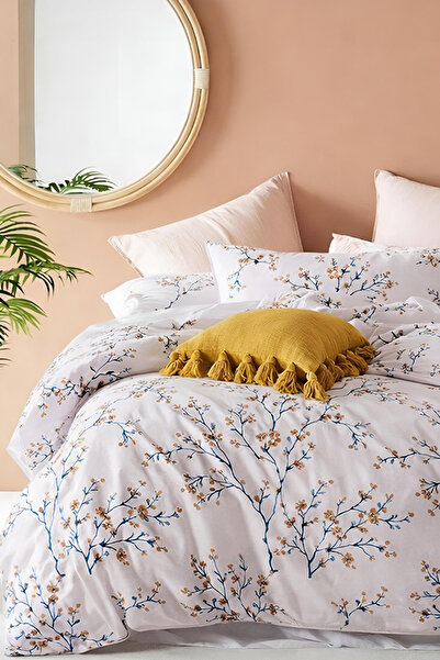 İQON Set cuvertură de pilota cu cearșafuri elastice, bej cu flori