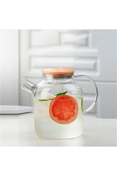 Choice 1800ML 1/1.8L Transparent Glass Teapot with Bamboo Lid Heat-Resistant ...