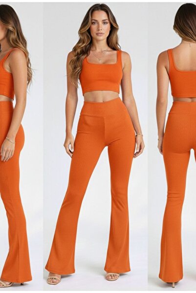 taytz Hira Moda Kadın Yüksek Bel İspanyol Paça Tayt