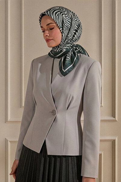 SilkTouch وشاح كريستالي بنمط الحمار الوحشي باللون الرمادي