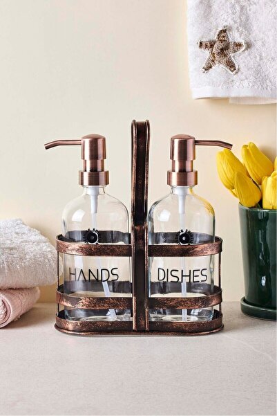 Perotti 18052 Rame Metal 2-Piece Liquid Soap Dispenser with Stand 500ml