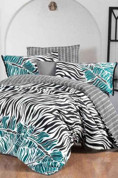 Sarev Danio Black Single 100% Cotton Poplin Double Sided Duvet Cover Set