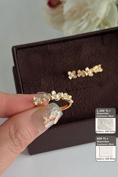 Shylyn Renk Koruyucu Kaplama Zirkon Takılı Ayarlanabilir Bakır Yüzük