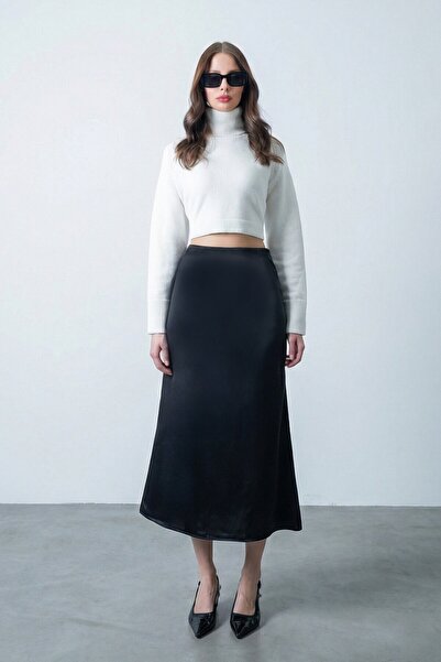 VAGGON Ψηλόμεση βασική σατέν φούστα