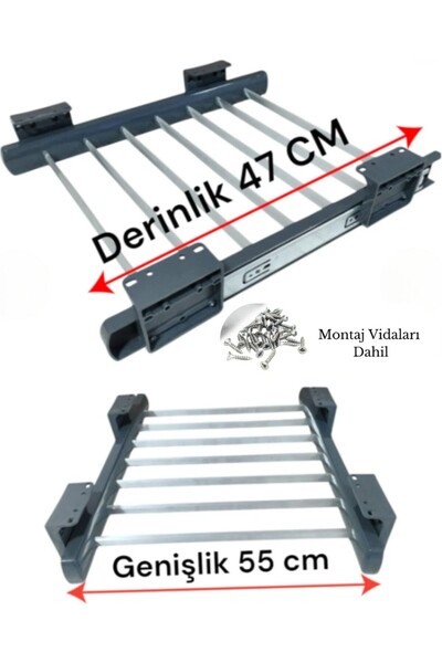 ARS TAŞ Teleskopik Raylı Pantolon & Şal Askılığı – Dolap İçi Düzenleyici, 55x...