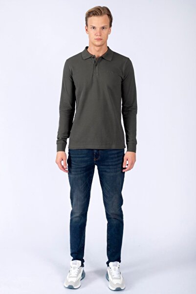 Lee Cooper تي شيرت رجالي بياقة بولو كاكي 241 LCM 242006 SOON HAKI