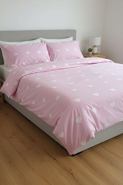 Gasel Home طقم غطاء لحاف شتوي مزدوج من القطن بنمط قلب - مرن