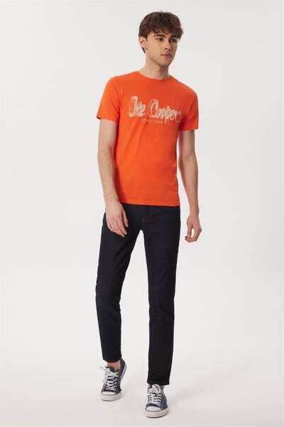 Lee Cooper Drawinglogo Erkek %100 Pamuk O Yaka T-Shirt Mercan