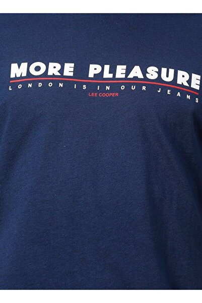 Lee Cooper تي شيرت ساندرز رجالي 100% قطن برقبة دائرية باللون الأزرق الداكن