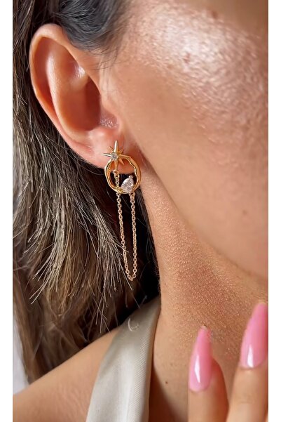 XUPING JEWELRY KUYUMCU SERİ 14 K RENGİ KUZEY YILDIZI ÇELİK KÜPE