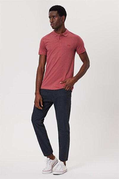 Lee Cooper Twins Erkek %100 Pamuk Polo Yaka T-Shirt Gül Kurusu