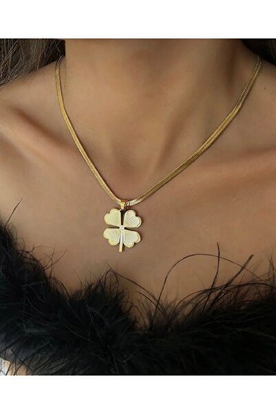 İNN JEWELLERY Çelik Kolye Kararmaz Antialerjik Yonca Figürlü (2 YIL İTHALATÇI...