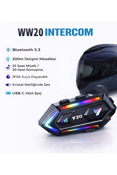 Moxti VV20 5.3 Motosiklet Kask Kulaklık Intercom Işıklı Motorsiklet Interkom
