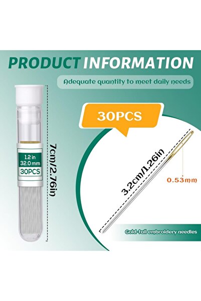 Choice golden 1.3in 30PCS Cross Stitch Needles Stainless Steel Embroidery Lar...