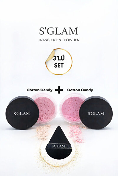 S'GLAM Pudra Seti Ve Pudra Süngeri (Pink-Pink)