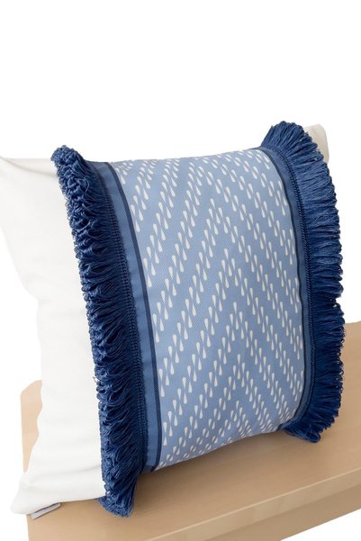 RİTMOHOME Tasseled Scandinavian Ethnic Marine Blue, Country, Bohemian, Throw Pillow Cover