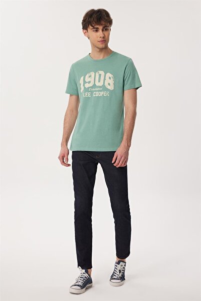 Lee Cooper تي شيرت ديريك للرجال مصنوع من القطن بنسبة 100% برقبة دائرية بلون ا...