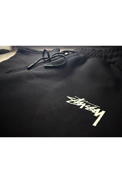 PURE EFFECT Men's Stussy Embossing Printed Baggy Sweatpants 3 Thread Ripped