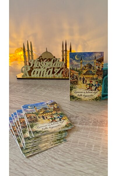 eylülün etiket fabrikası Ramazan Temalı Tebrik Kartı 30 Adet / Eski Ramazan G...