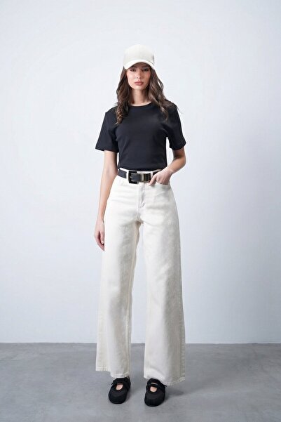 VAGGON Blugi Palazzo cu talie înaltă cu 5 buzunare