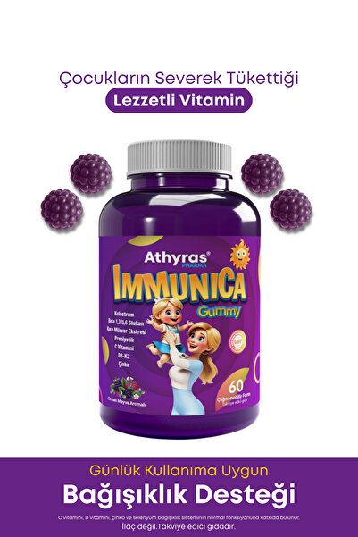 Athyras Pharma Immunica Gummy Çocuklar için Çiğnenebilir Vitamin - Kolostrum,...