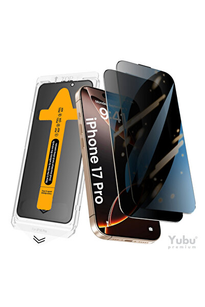 yubu واقي شاشة زجاجي غشائي كامل التغطية متوافق مع آيفون 17 برو مع أداة تركيب ...
