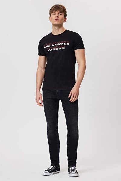 Lee Cooper Raquel Чоловіча футболка з 100% бавовни з круглим вирізом, чорна