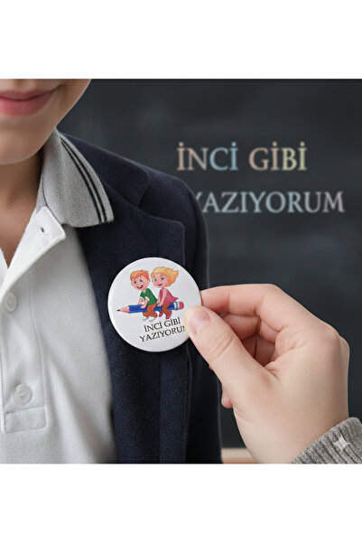 ORGANİZASYON HEDİYEM 5 ADET BÜYÜK BOY İNCİ GİBİ YAZIYORUM ROZETİ