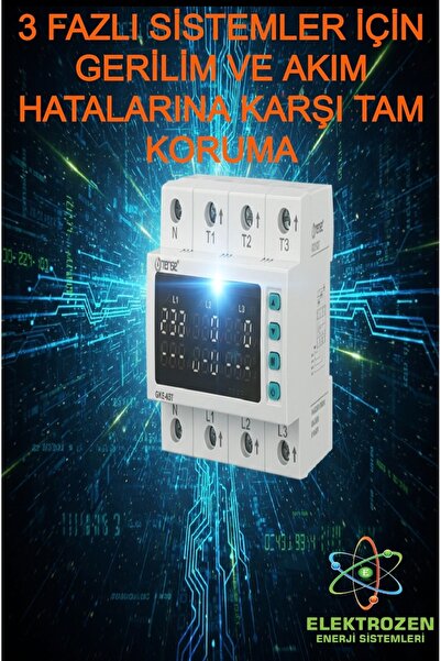 TENSE Trifaze Gerilim Koruma ve Akım Koruma Rölesi (63A)